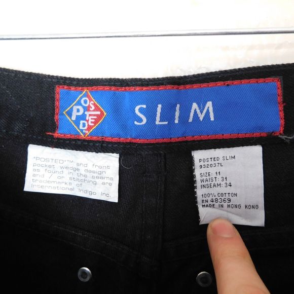 Women's Vintage 90s Posted Jeans Slim Size 11 New NWT 31x34 Black 932037L - Picture 2 of 10